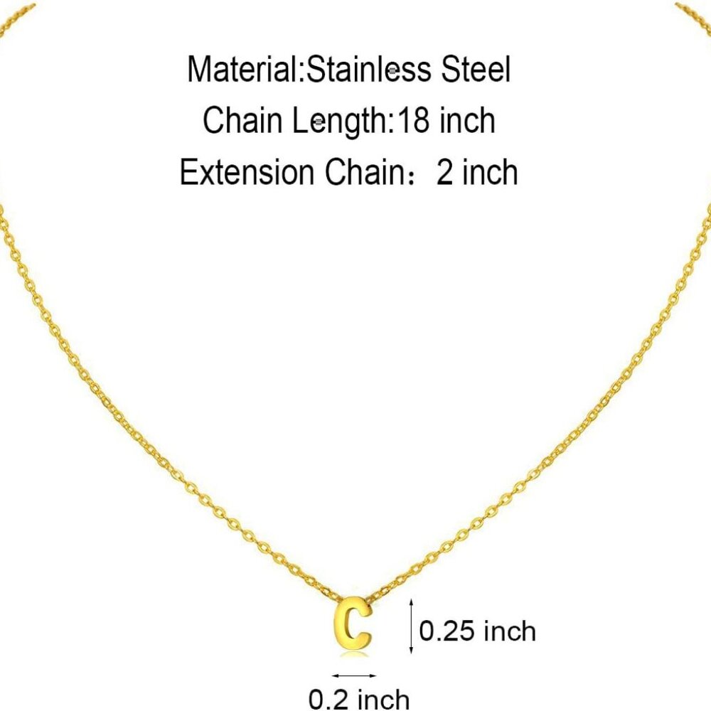 Tiny Initial Necklace 18k Gold Plated Small Lette… - image 4